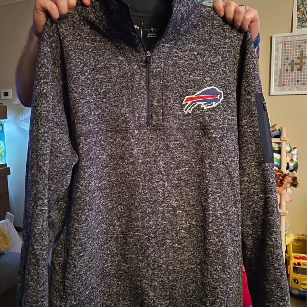 Buffalo Bills Gray Quarter-Zip Sweater